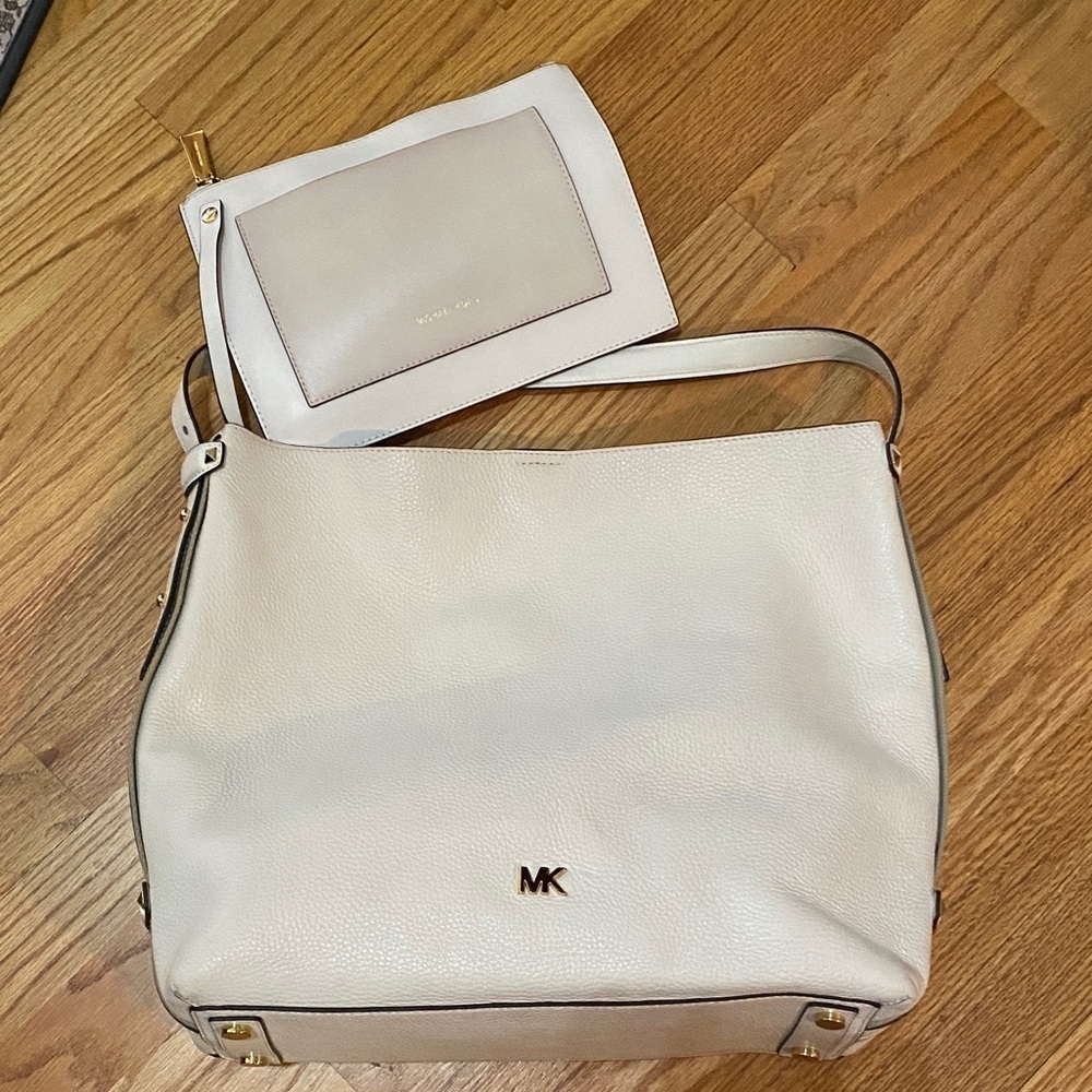 Michael Kors White and Tan Hobo Bag Set